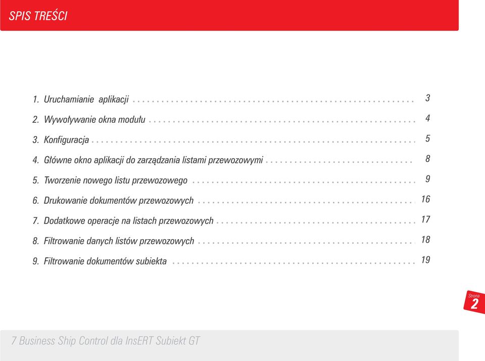 Tworzenie nowego listu przewozowego 6. Drukowanie dokumentów przewozowych 7.