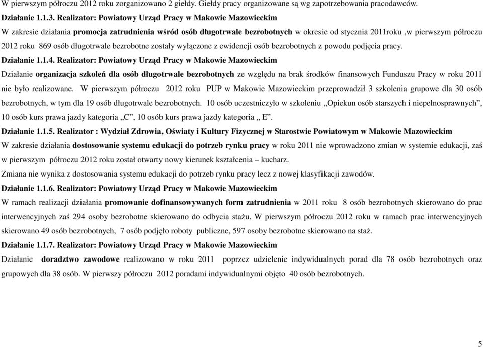 869 osób długotrwale bezrobotne zostały wyłączone z ewidencji osób bezrobotnych z powodu podjęcia pracy. Działanie 1.1.4.