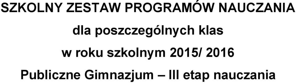 klas w roku szkolnym 2015/