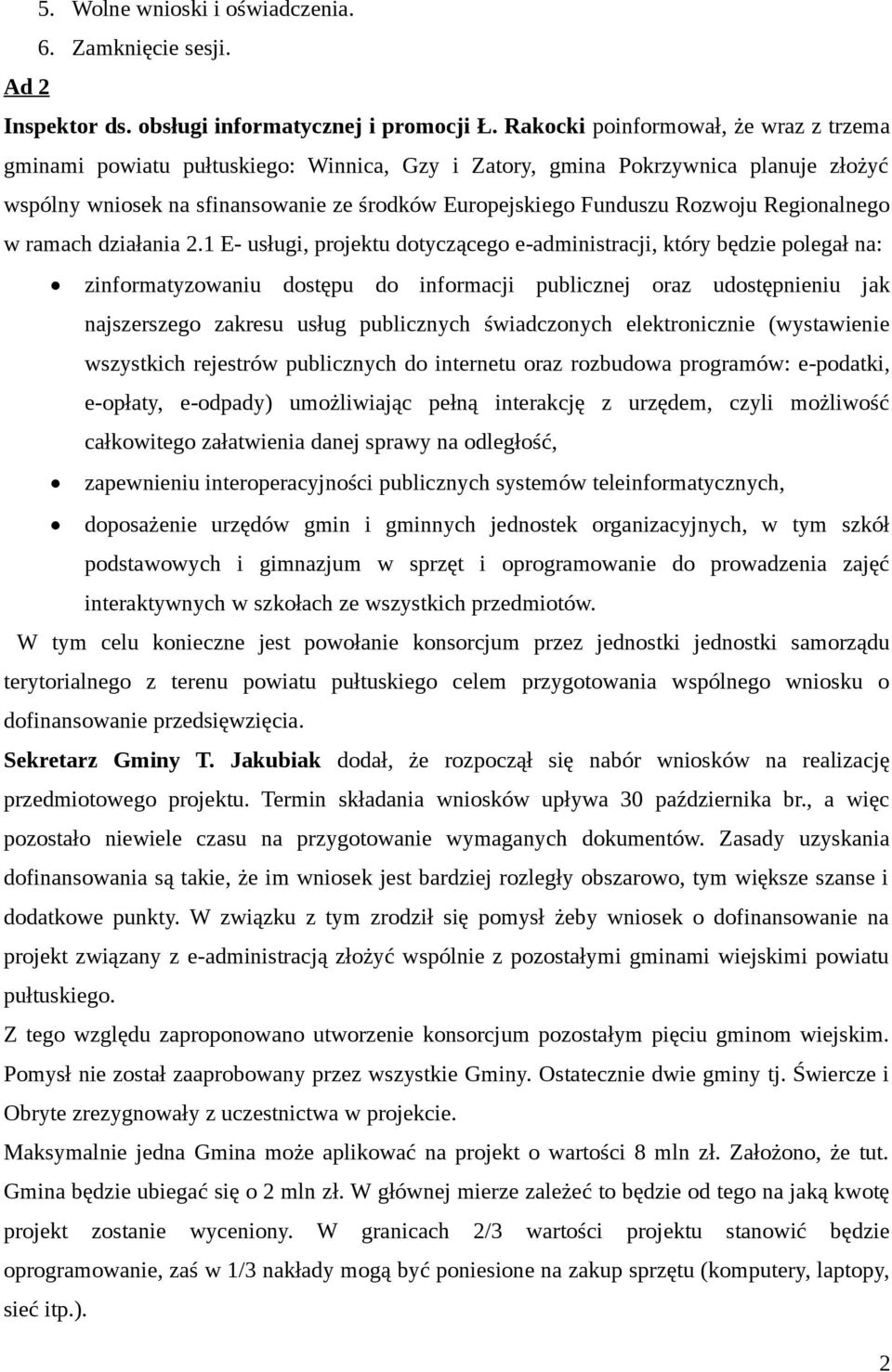 Regionalnego w ramach działania 2.