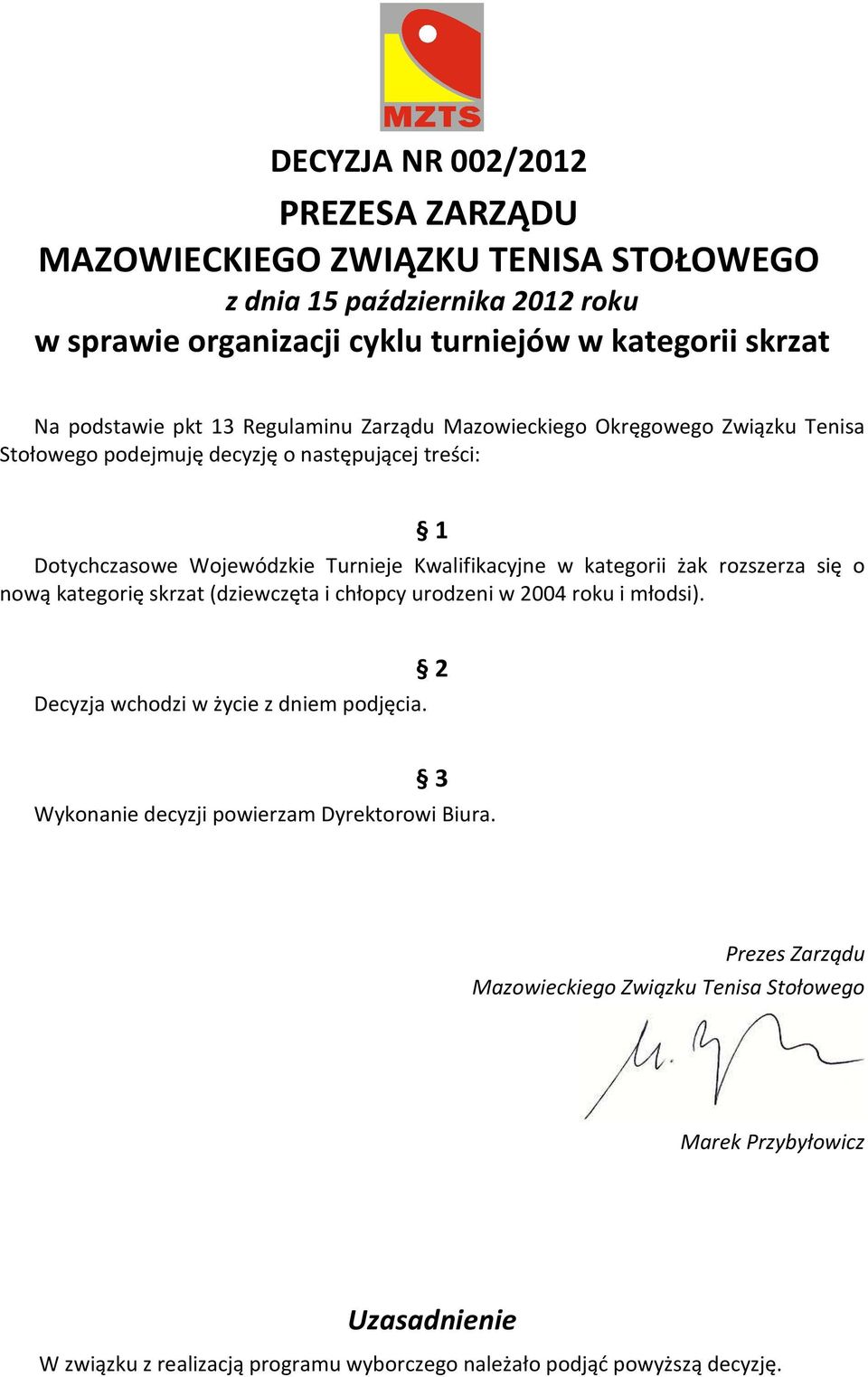 kategorii żak rozszerza się o nową kategorię skrzat (dziewczęta i chłopcy urodzeni w