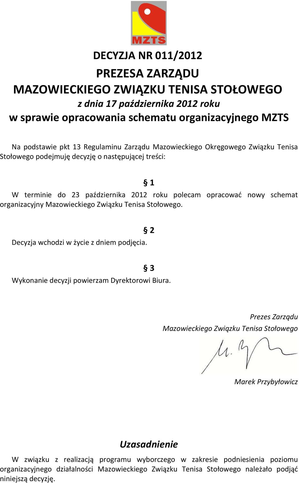 opracować nowy schemat organizacyjny.