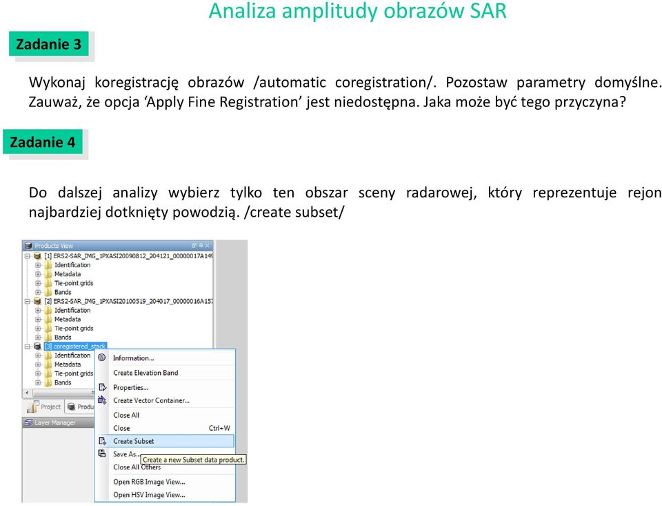 Zauważ, że opcja Apply Fine Registration jest niedostępna. Jaka może być tego przyczyna?