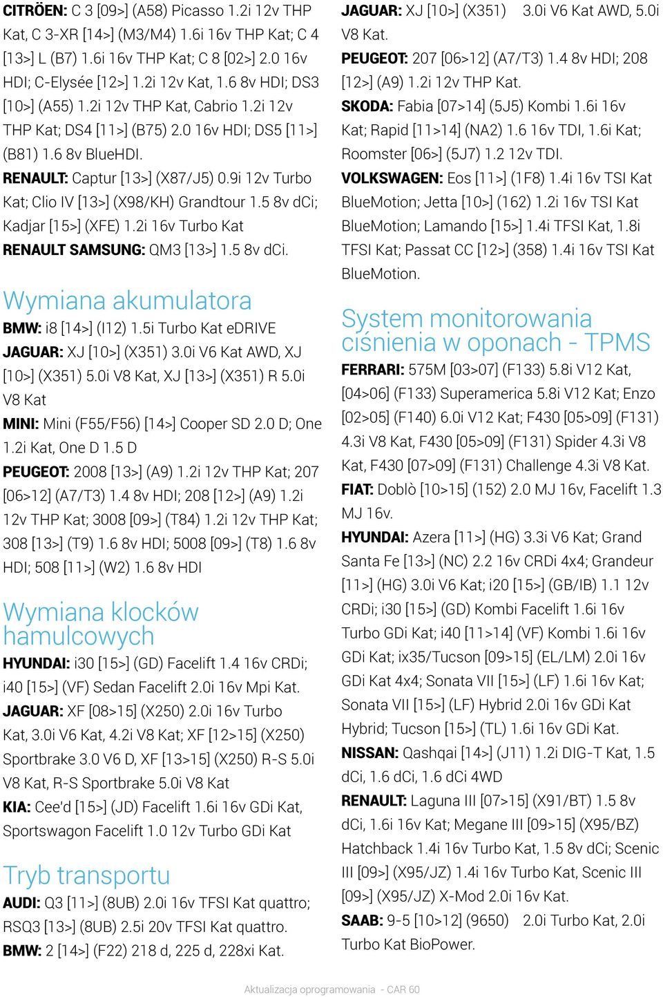 9i 12v Turbo Kat; Clio IV [13>] (X98/KH) Grandtour 1.5 8v dci; Kadjar [15>] (XFE) 1.2i 16v Turbo Kat RENAULT SAMSUNG: QM3 [13>] 1.5 8v dci. Wymiana akumulatora BMW: i8 [14>] (I12) 1.