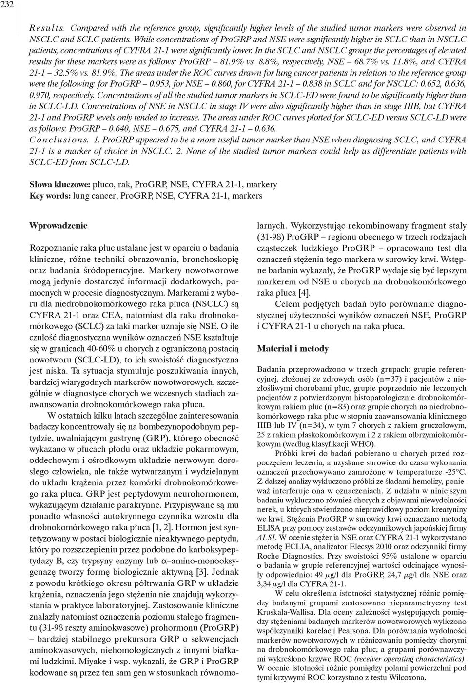 In the SCLC and grous the ercentages of elevated results for these markers were as follows: ProGRP 81.9% 