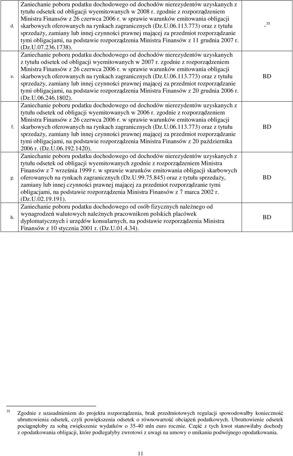 773) oraz z tytułu sprzedaŝy, zamiany lub innej czynności prawnej mającej za przedmiot rozporządzanie tymi obligacjami, na podstawie rozporządzenia Ministra Finansów z 11 grudnia 27 r. (Dz.U.7.236.