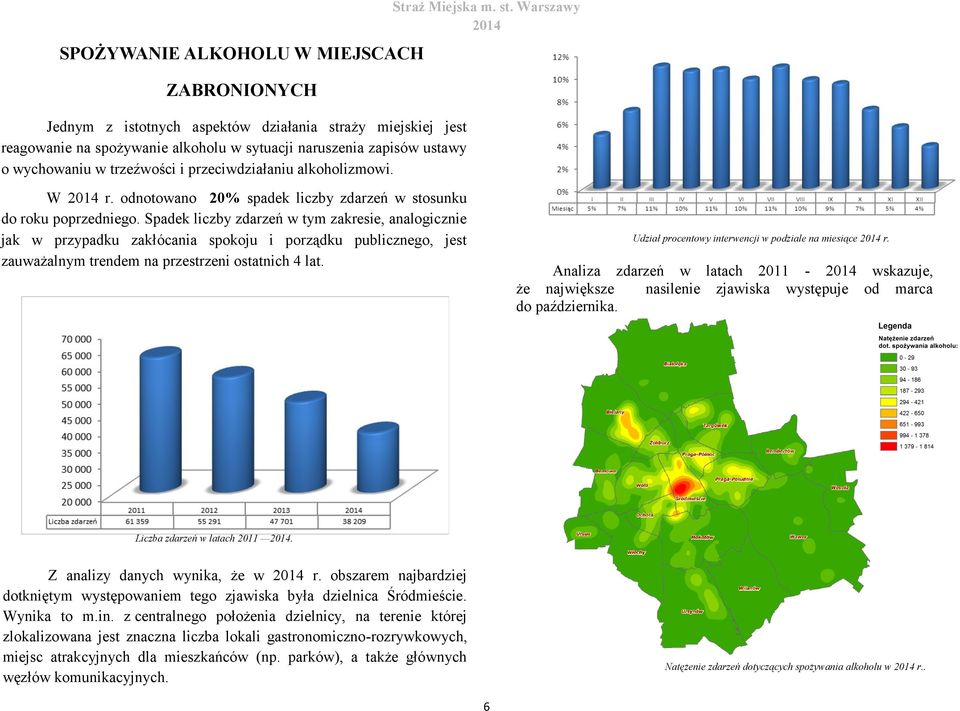 Spadek liczby zdarzeń w tym zakresie, analogicznie jak w przypadku zakłócania spokoju i porządku publicznego, jest zauważalnym trendem na przestrzeni ostatnich 4 lat.