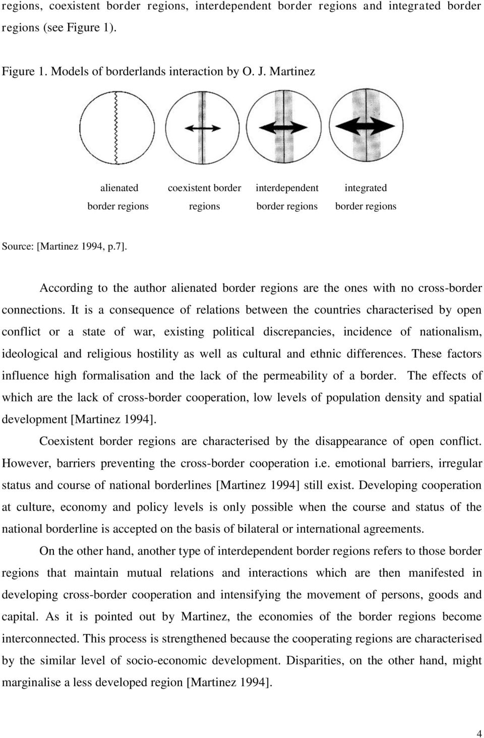 According to the author alienated border regions are the ones with no cross-border connections.