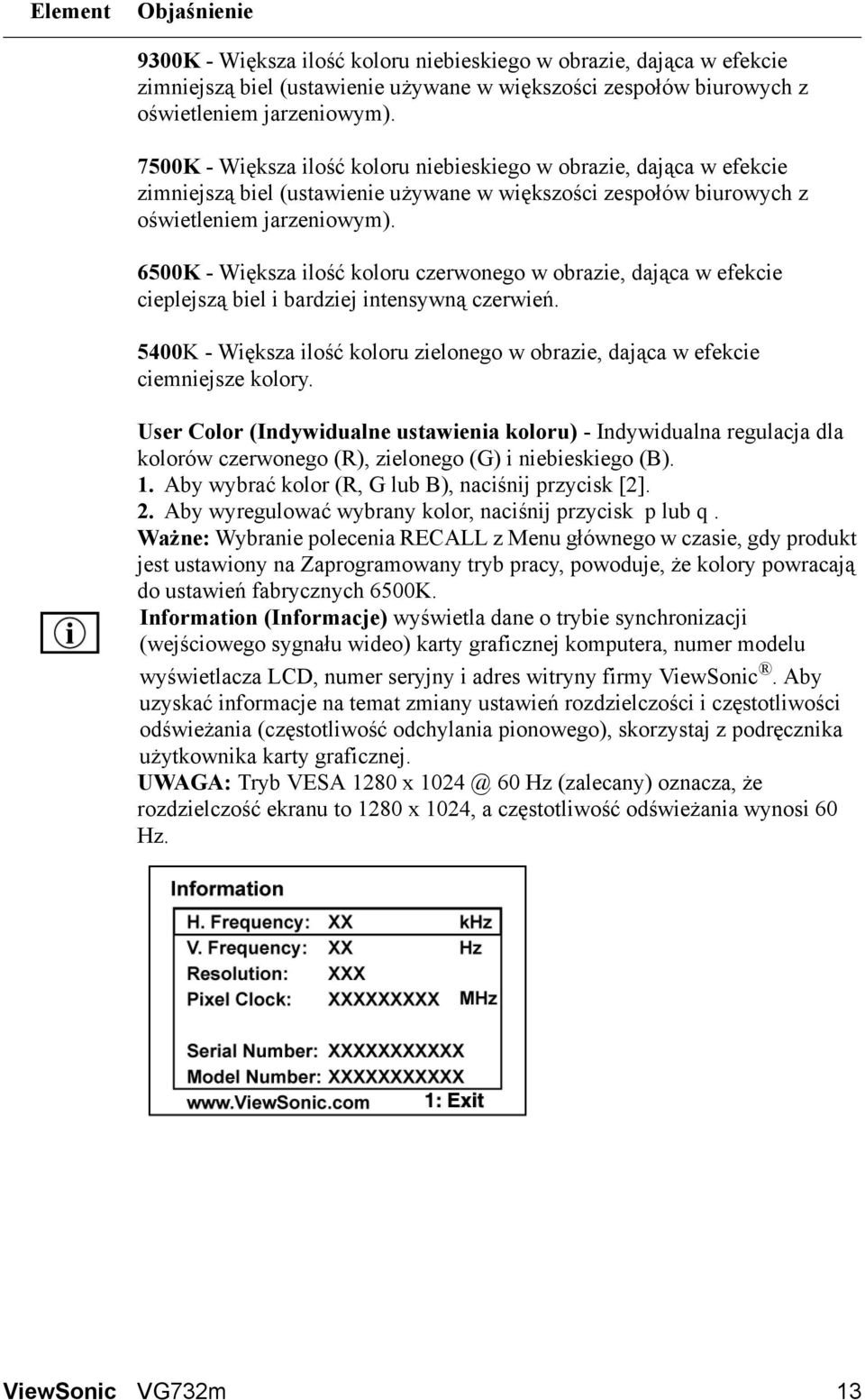 6500K - Większa ilość koloru czerwonego w obrazie, dająca w efekcie cieplejszą biel i bardziej intensywną czerwień.