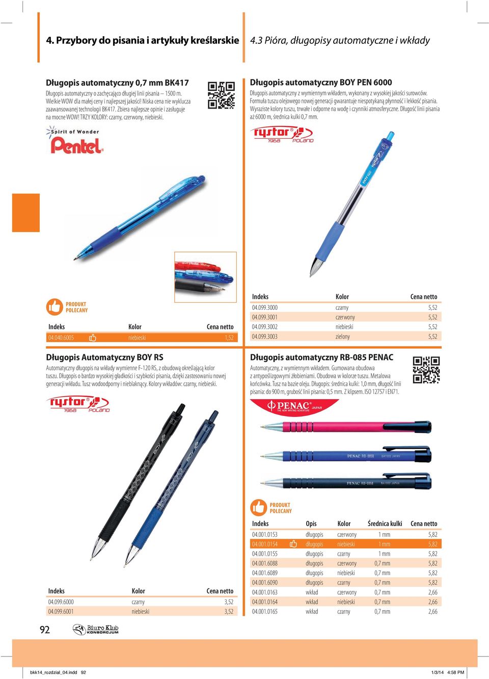 Długopis automatyczny BOY PEN 6000 Długopis automatyczny z wymiennym wkładem, wykonany z wysokiej jakości surowców.