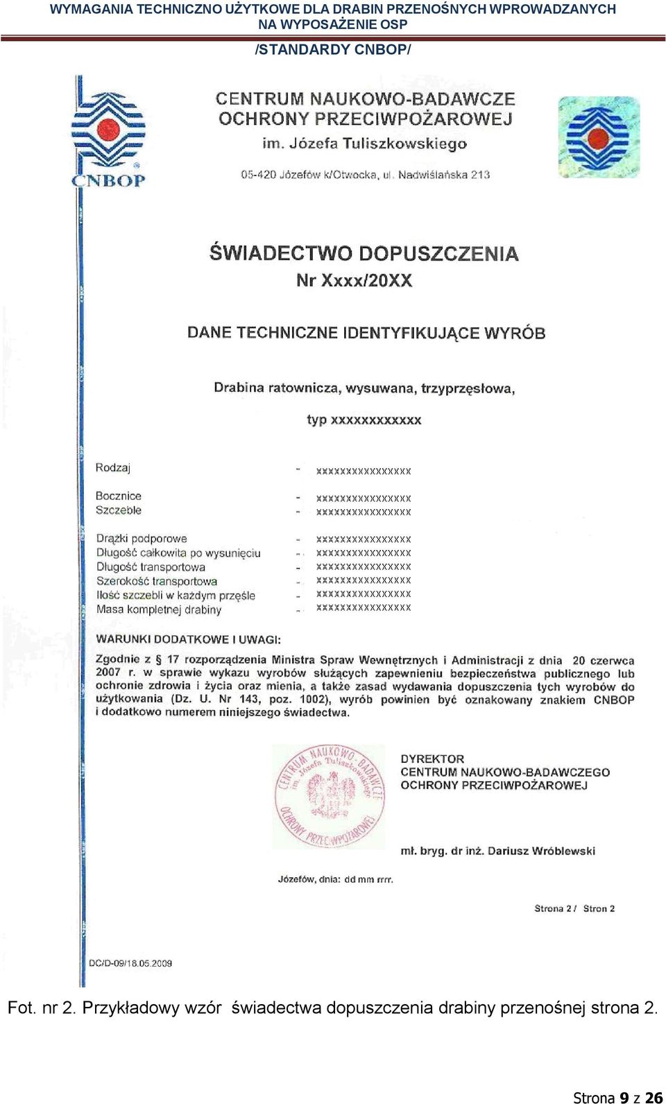 świadectwa dopuszczenia