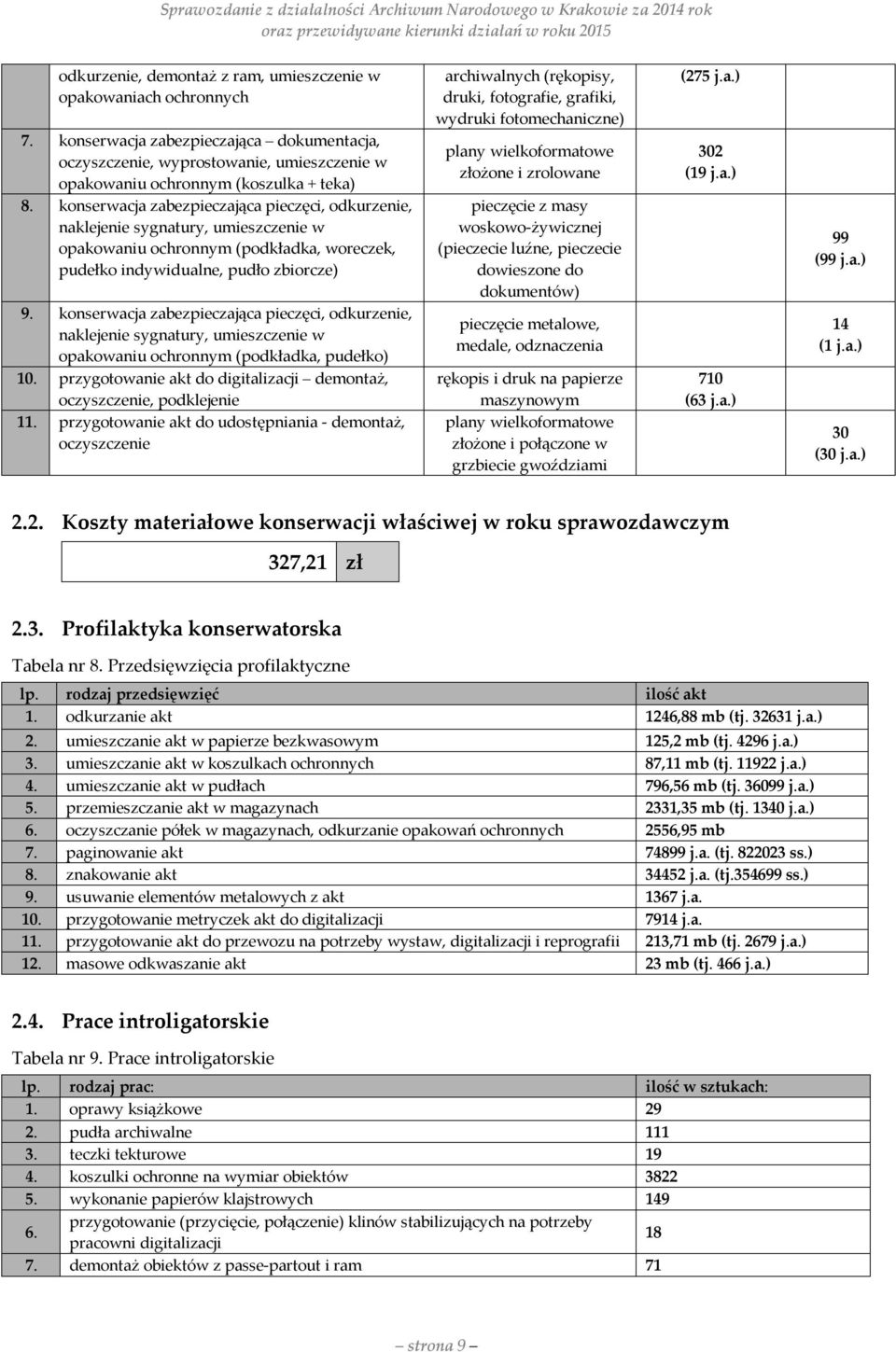 konserwacja zabezpieczająca pieczęci, odkurzenie, naklejenie sygnatury, umieszczenie w opakowaniu ochronnym (podkładka, pudełko) 10.