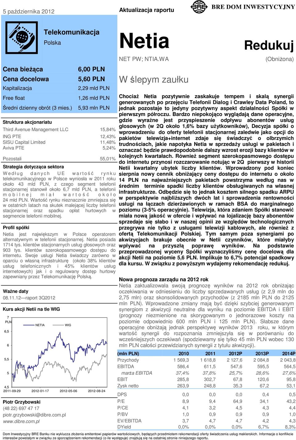 Strategia dotycząca sektora W e d ł u g d a n y c h U E w a r t ość r y n k u telekomunikacyjnego w Polsce wyniosła w 2011 roku około 43 mld PLN, z czego segment telefonii stacjonarnej stanowił około