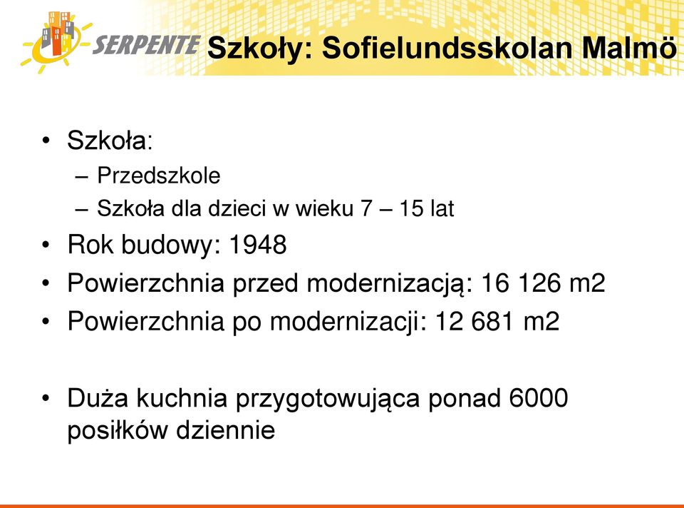 przed modernizacją: 16 126 m2 Powierzchnia po modernizacji: