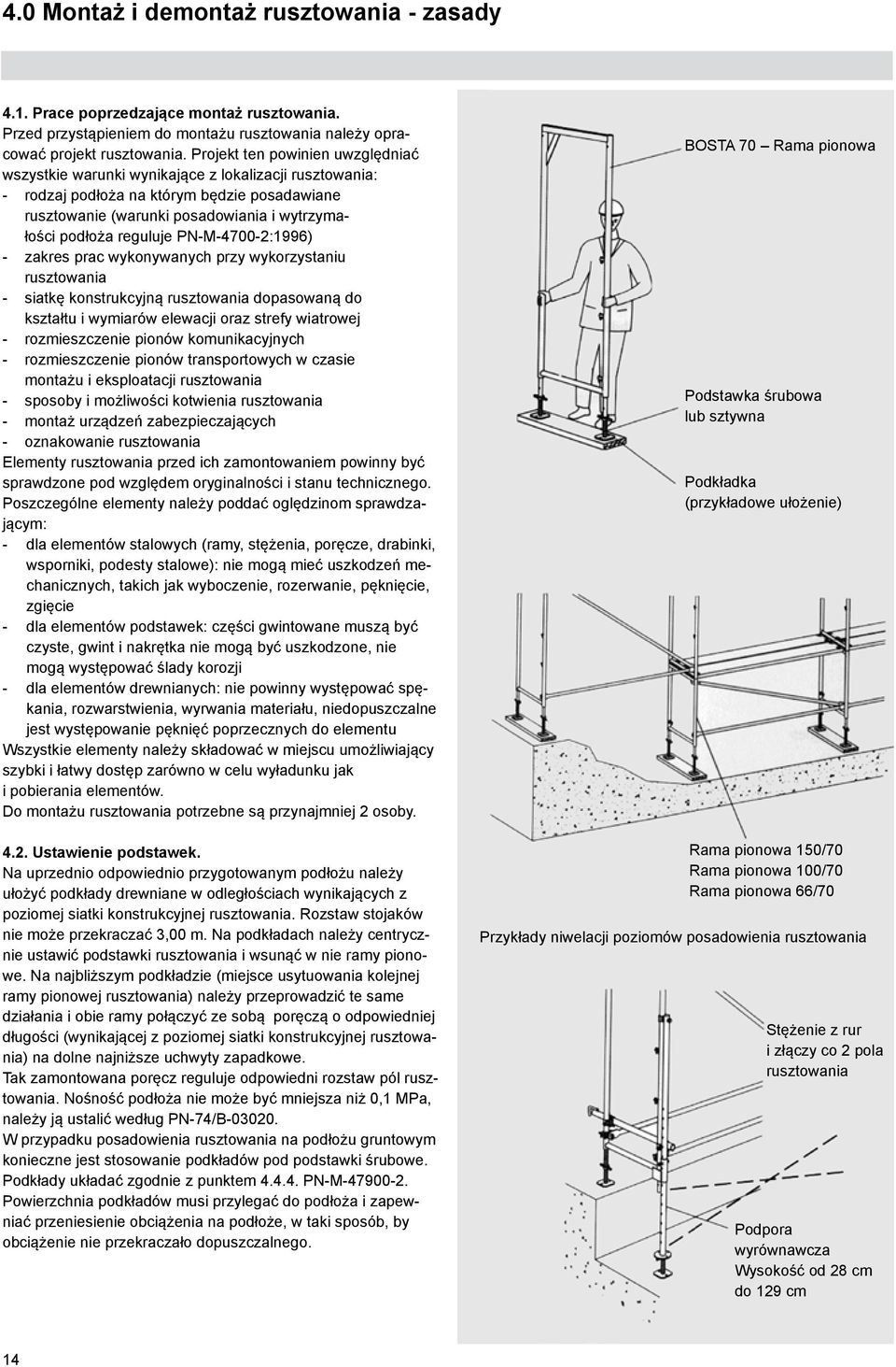 reguluje PN-M-4700-2:1996) - zakres prac wykonywanych przy wykorzystaniu rusztowania - siatkę konstrukcyjną rusztowania dopasowaną do kształtu i wymiarów elewacji oraz strefy wiatrowej -