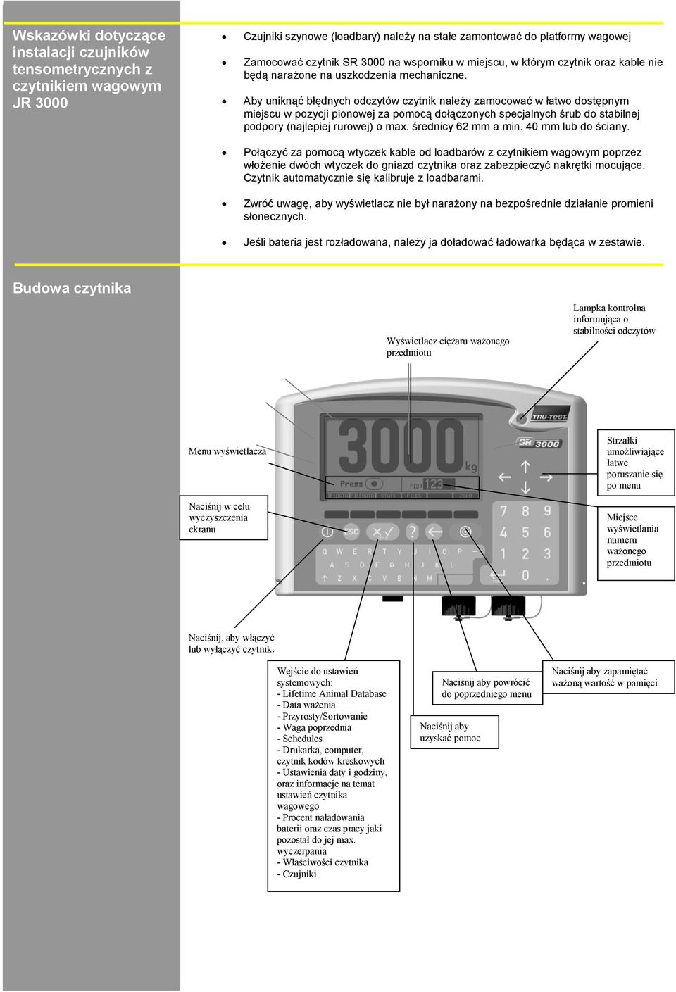 Aby uniknąć błędnych odczytów czytnik należy zamocować w łatwo dostępnym miejscu w pozycji pionowej za pomocą dołączonych specjalnych śrub do stabilnej podpory (najlepiej rurowej) o max.