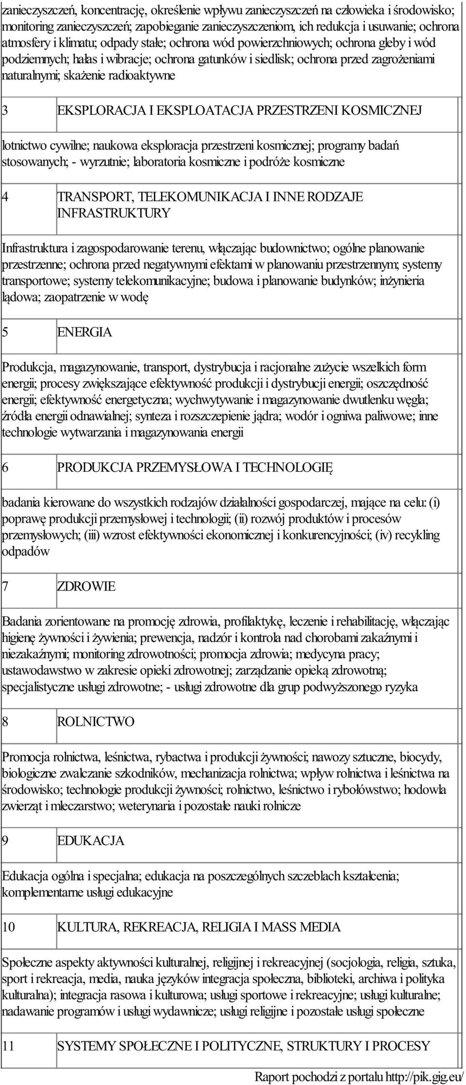 EKSPLORACJA I EKSPLOATACJA PRZESTRZENI KOSMICZNEJ lotnictwo cywilne; naukowa eksploracja przestrzeni kosmicznej; programy badań stosowanych; - wyrzutnie; laboratoria kosmiczne i podróże kosmiczne 4