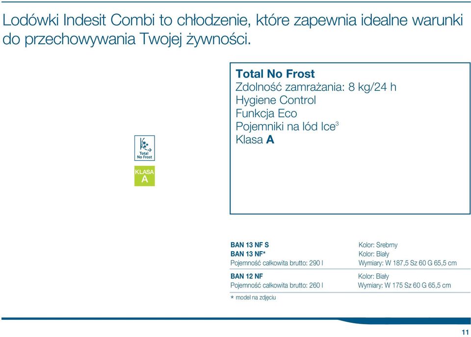 13 NF S BN 13 NF* Pojemnoœæ ca kowita brutto: 290 l BN 12 NF Pojemnoœæ ca kowita brutto: 260 l model na