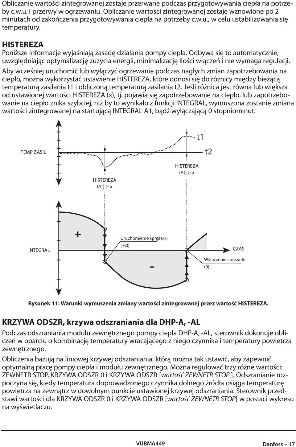 HISTEREZA Poniższe informacje wyjaśniają zasadę działania pompy ciepła. Odbywa się to automatycznie, uwzględniając optymalizację zużycia energii, minimalizację ilości włączeń i nie wymaga regulacji.