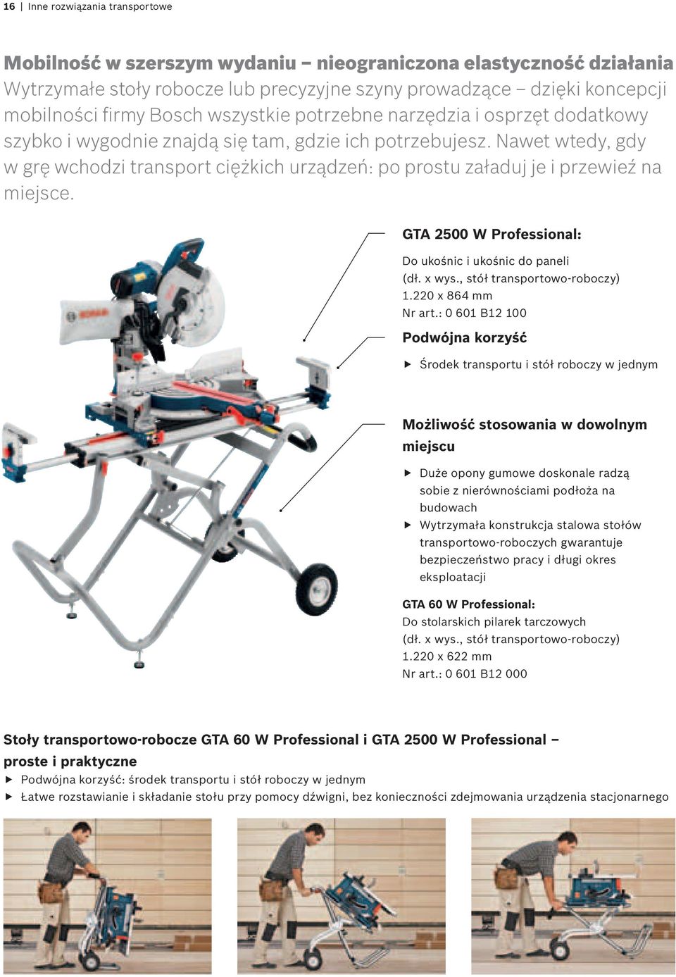 Nawet wtedy, gdy w grę wchodzi transport ciężkich urządzeń: po prostu załaduj je i przewieź na miejsce. GTA 2500 W Professional: Do ukośnic i ukośnic do paneli (dł. x wys.