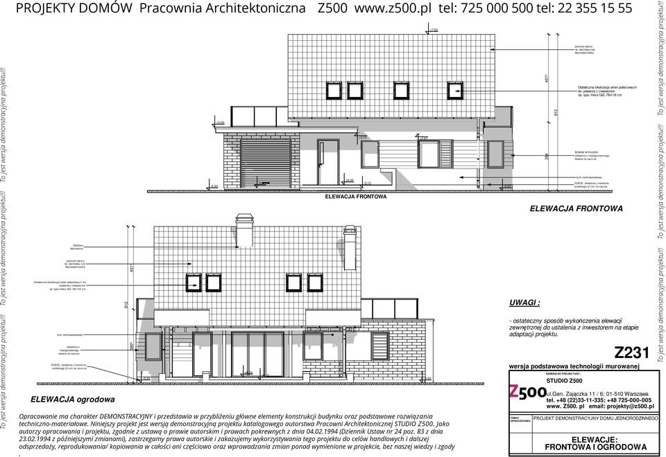 projektu katalogowego autorstwa Pracowni rchitektonicznej Jako autorzy opracowania i projektu, zgodnie z ustawą o prawie autorskim i prawach pokrewnych z dnia 0402994 (Dziennik Ustaw nr 24 poz 83 z