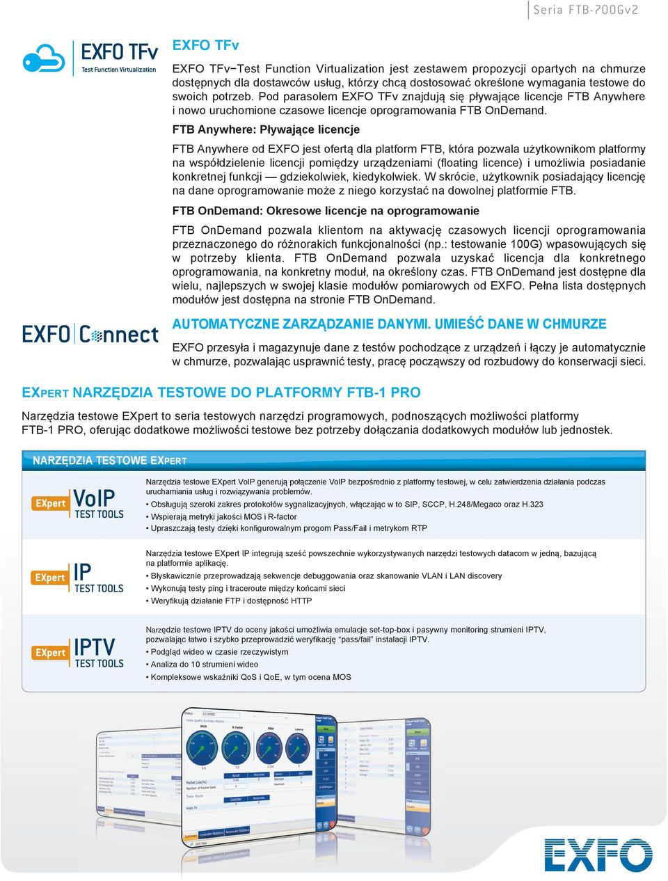 FTB Anywhere: Pływające licencje FTB Anywhere od EXFO jest ofertą dla platform FTB, która pozwala użytkownikom platformy na współdzielenie licencji pomiędzy urządzeniami (floating licence) i