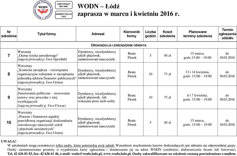 prowadzi p. Ewa Ogrodnik) 8 Kontrola zarządcza rozwiązania organizacyjne wdrażane w zarządzaniu jednostką sektora finansów publicznych (zajęcia prowadzi p.