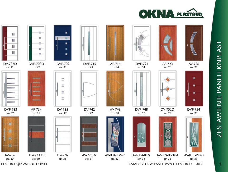 29 ZESTAWIENIE PANELI KNPLAST AV-756 DV-773 Di DV-776 AV-779Di AV-801-KV4D AV-804-KP9 AV-809-KV18A AV-813-PK40 str.