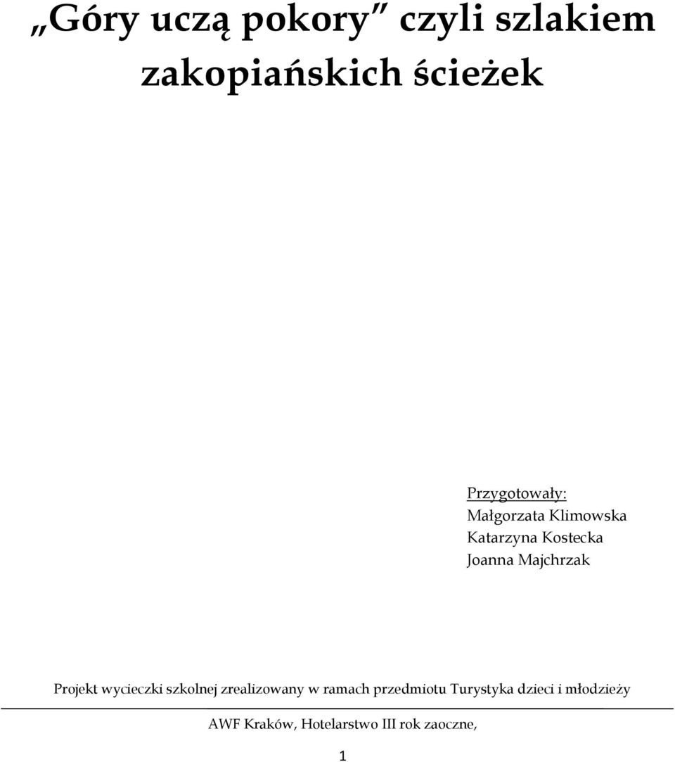 Majchrzak Projekt wycieczki szkolnej zrealizowany w ramach