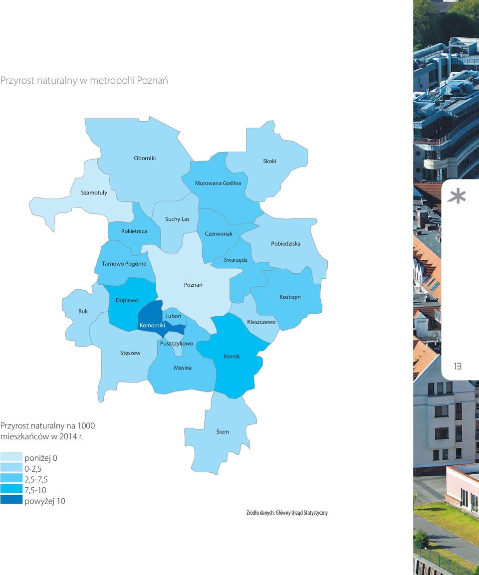 Kleszczewo Komorniki Puszczykowo Stęszew Kórnik 13 Mosina Przyrost naturalny na 1000