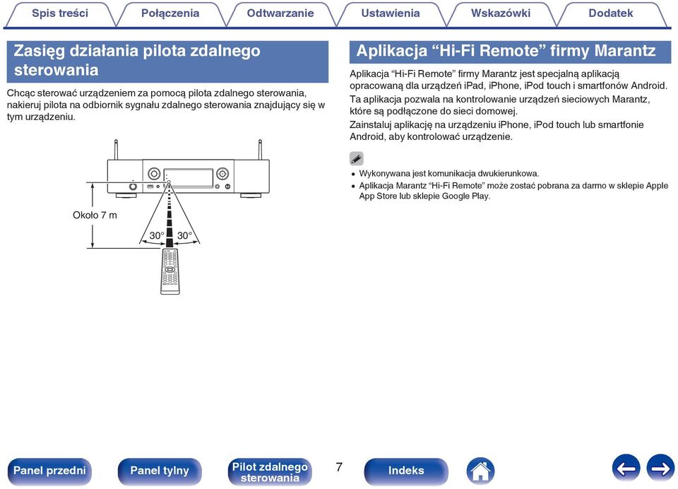 Aplikacja Hi-Fi Remote firmy Marantz Aplikacja Hi-Fi Remote firmy Marantz jest specjalną aplikacją opracowaną dla urządzeń ipad, iphone, ipod touch i smartfonów Android.