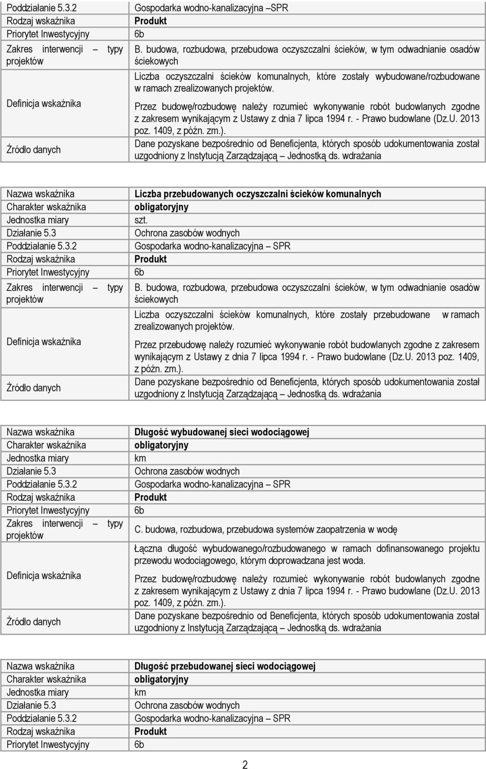 Liczba przebudowanych oczyszczalni ścieków komunalnych szt. Liczba oczyszczalni ścieków komunalnych, które zostały przebudowane zrealizowanych.