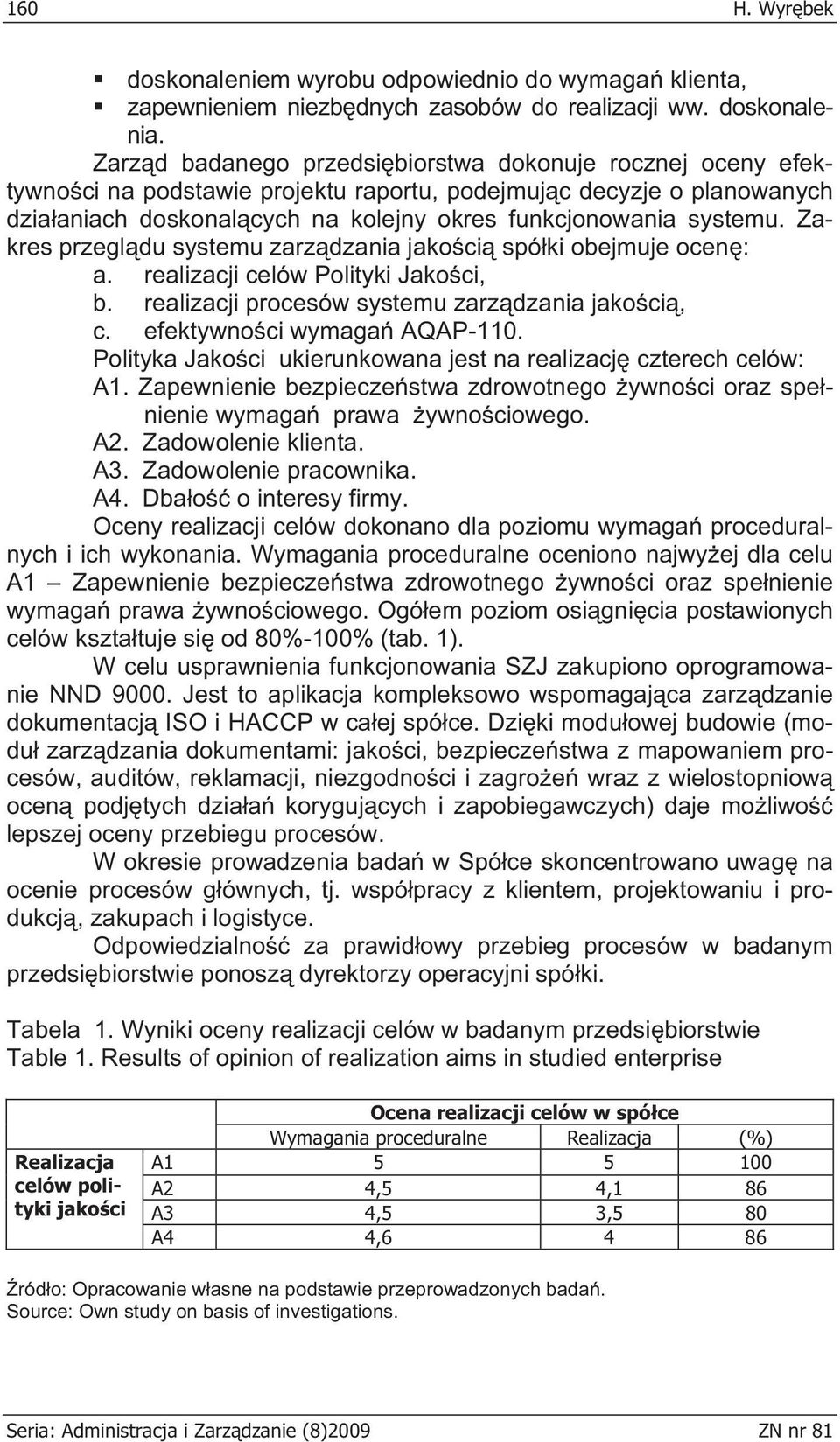 Zakres przegl du systemu zarz dzania jako ci spó ki obejmuje ocen : a. realizacji celów Polityki Jako ci, b. realizacji procesów systemu zarz dzania jako ci, c. efektywno ci wymaga AQAP-110.