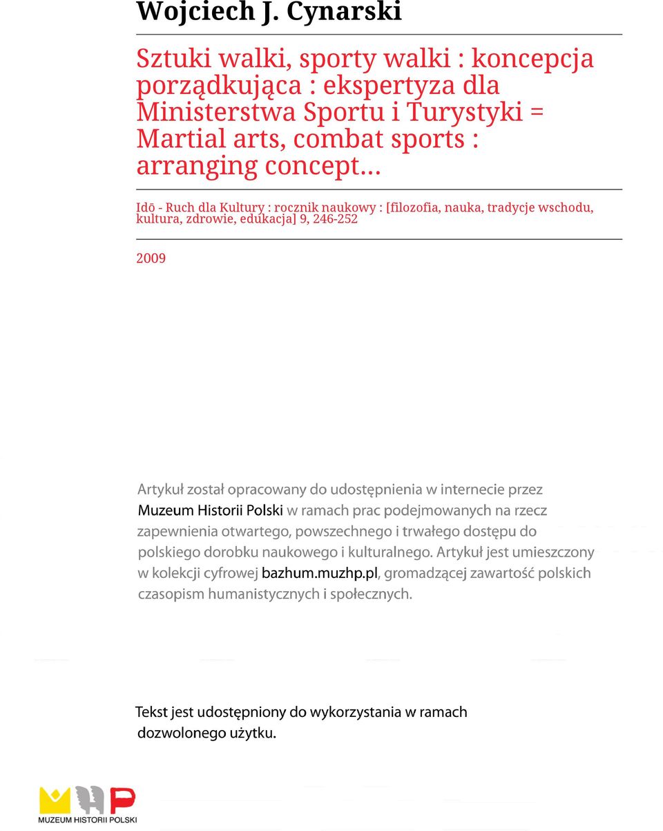 dla Ministerstwa Sportu i Turystyki = Martial arts, combat sports :