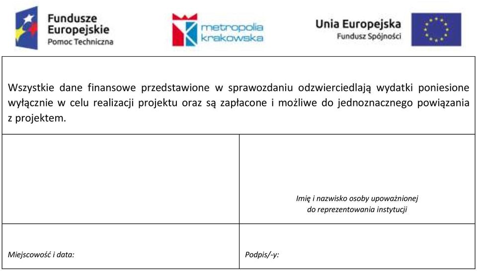 zapłacone i możliwe do jednoznacznego powiązania z projektem.