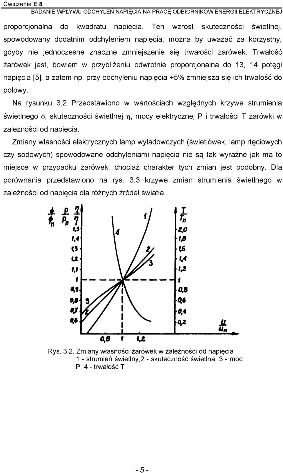 Trwałość żarówek jest, bowiem w przybliżeniu odwrotnie proporcjonalna do 13, 14 potęgi napięcia [5], a zatem np. przy odchyleniu napięcia +5% zmniejsza się ich trwałość do połowy. Na rysunku 3.