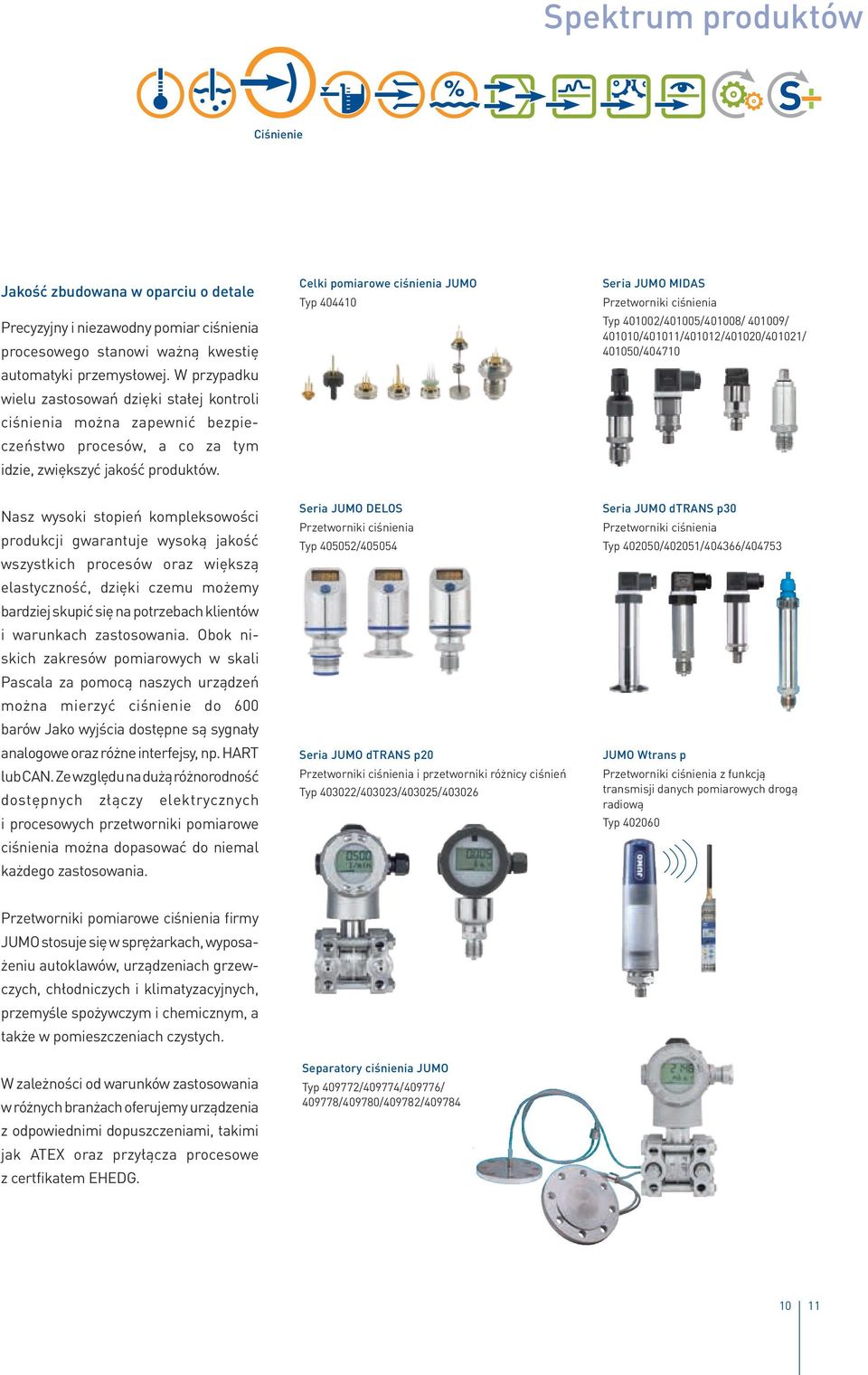 Celki pomiarowe ciśnienia JUMO Typ 404410 Seria JUMO MIDAS Przetworniki ciśnienia Typ 401002/401005/401008/ 401009/ 401010/401011/401012/401020/401021/ 401050/404710 Nasz wysoki stopień