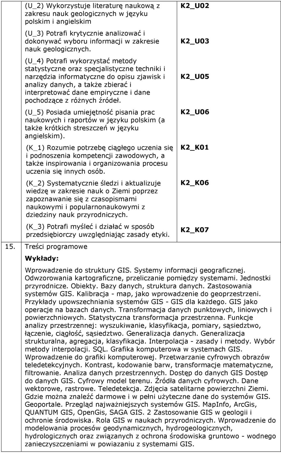 pochodzące z różnych źródeł. (U_5) Posiada umiejętność pisania prac naukowych i raportów w języku polskim (a także krótkich streszczeń w języku angielskim).