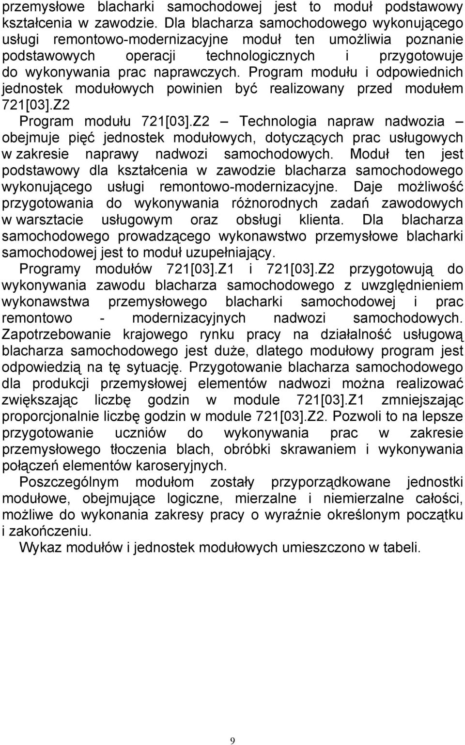 Program modułu i odpowiednich jednostek modułowych powinien być realizowany przed modułem 721[03].Z2 Program modułu 721[03].