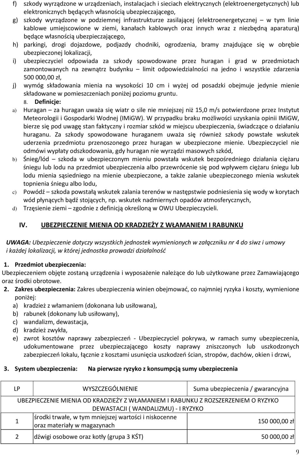 parkingi, drogi dojazdowe, podjazdy chodniki, ogrodzenia, bramy znajdujące się w obrębie ubezpieczonej lokalizacji, i) ubezpieczyciel odpowiada za szkody spowodowane przez huragan i grad w