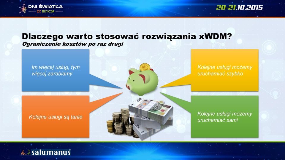 tym więcej zarabiamy Kolejne usługi możemy uruchamiać