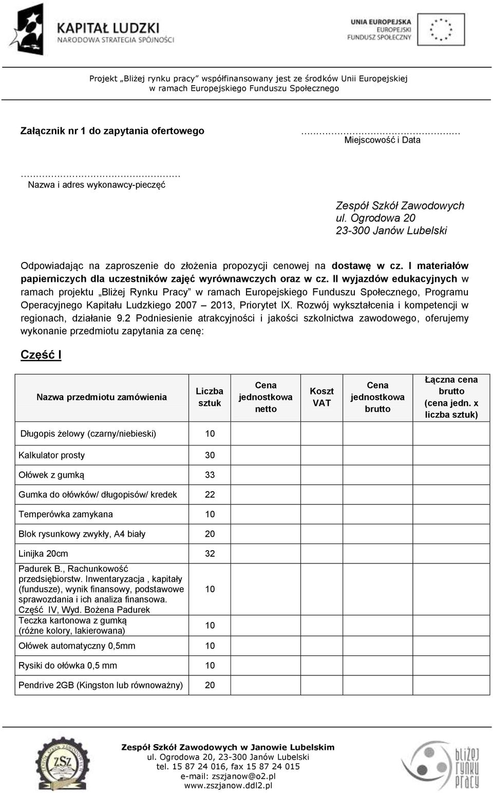 II wyjazdów edukacyjnych w ramach projektu Bliżej Rynku Pracy, Programu Operacyjnego Kapitału Ludzkiego 2007 2013, Priorytet IX. Rozwój wykształcenia i kompetencji w regionach, działanie 9.