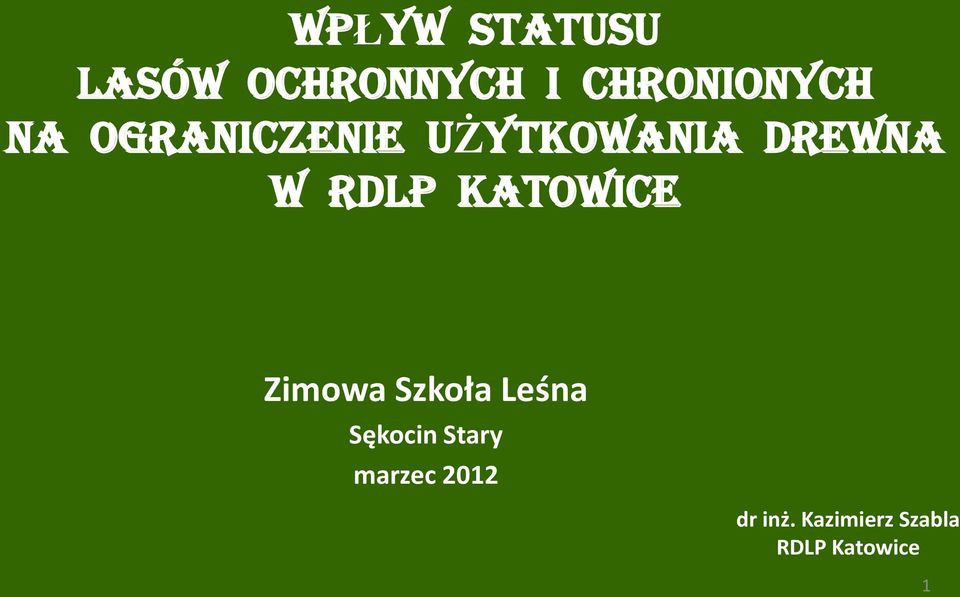 KATOWICE Zimowa Szkoła Leśna Sękocin Stary