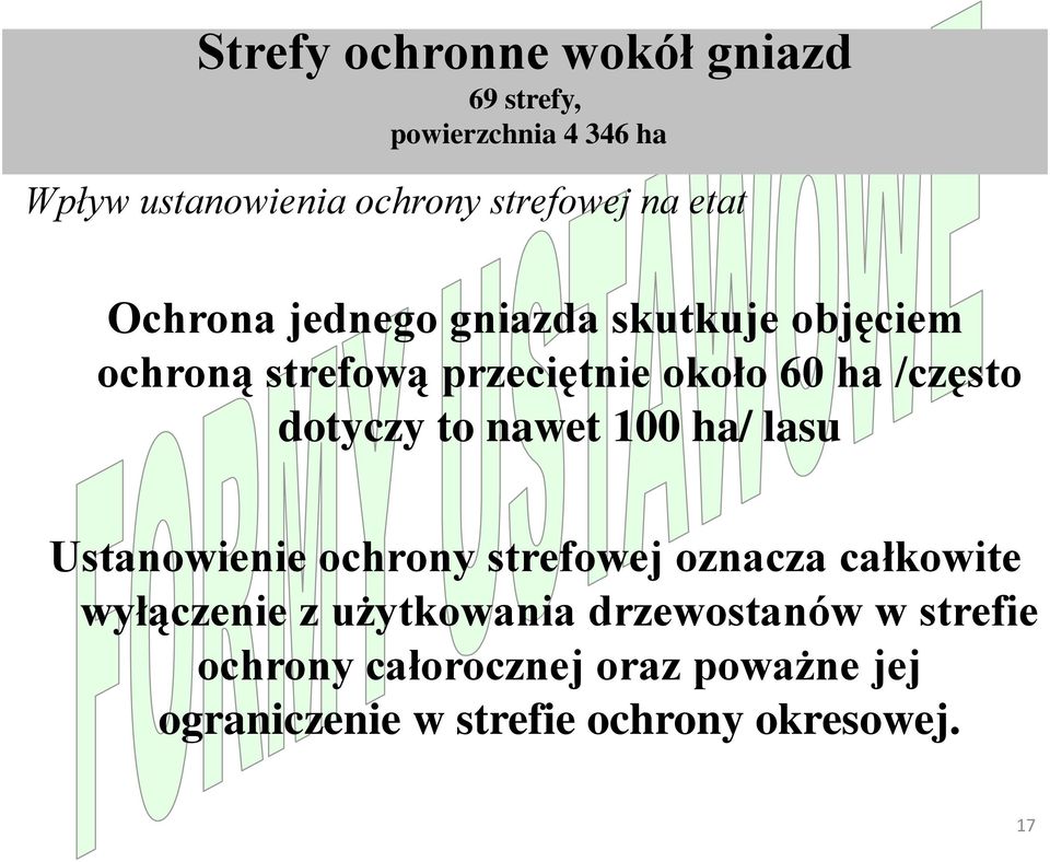 dotyczy to nawet 100 ha/ lasu Ustanowienie ochrony strefowej oznacza całkowite wyłączenie z