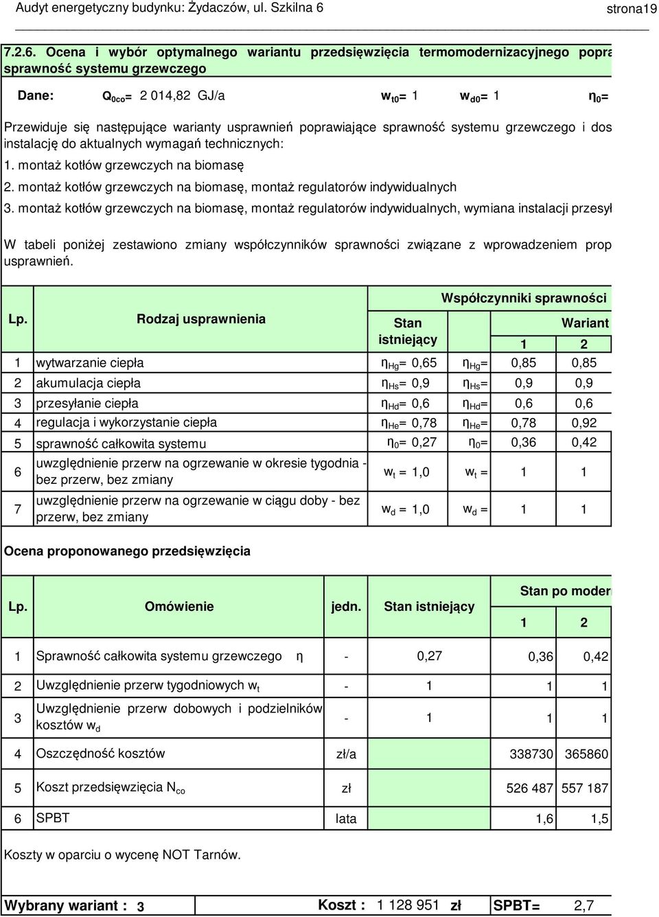 usprawnień poprawiające sprawność systemu grzewczego i dostosowuj instalację do aktualnych wymagań technicznych: 1. montaż kotłów grzewczych na biomasę 2.