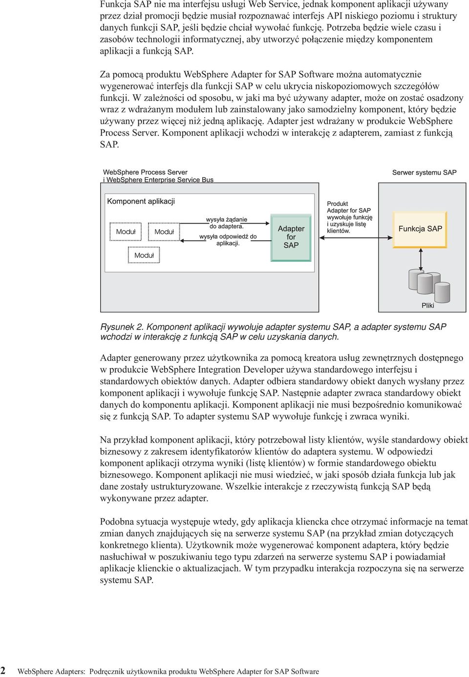 Za pomocą produktu WebSphere Adapter for SAP Software można automatycznie wygenerować interfejs dla funkcji SAP w celu ukrycia niskopoziomowych szczegółów funkcji.