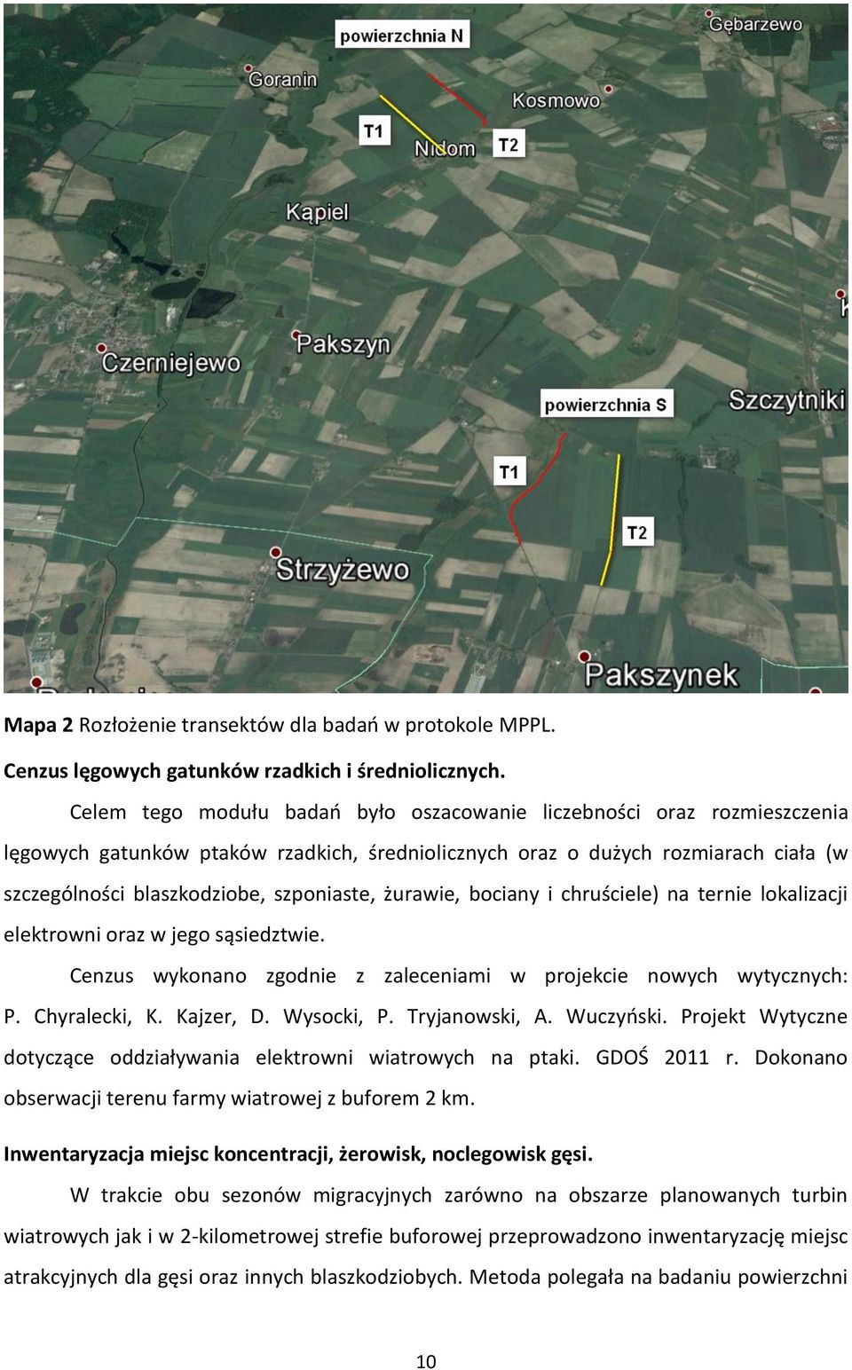 żurawie, bociany i chruściele) na ternie lokalizacji elektrowni oraz w jego sąsiedztwie. Cenzus wykonano zgodnie z zaleceniami w projekcie nowych wytycznych: P. Chyralecki, K. Kajzer, D. ysocki, P.