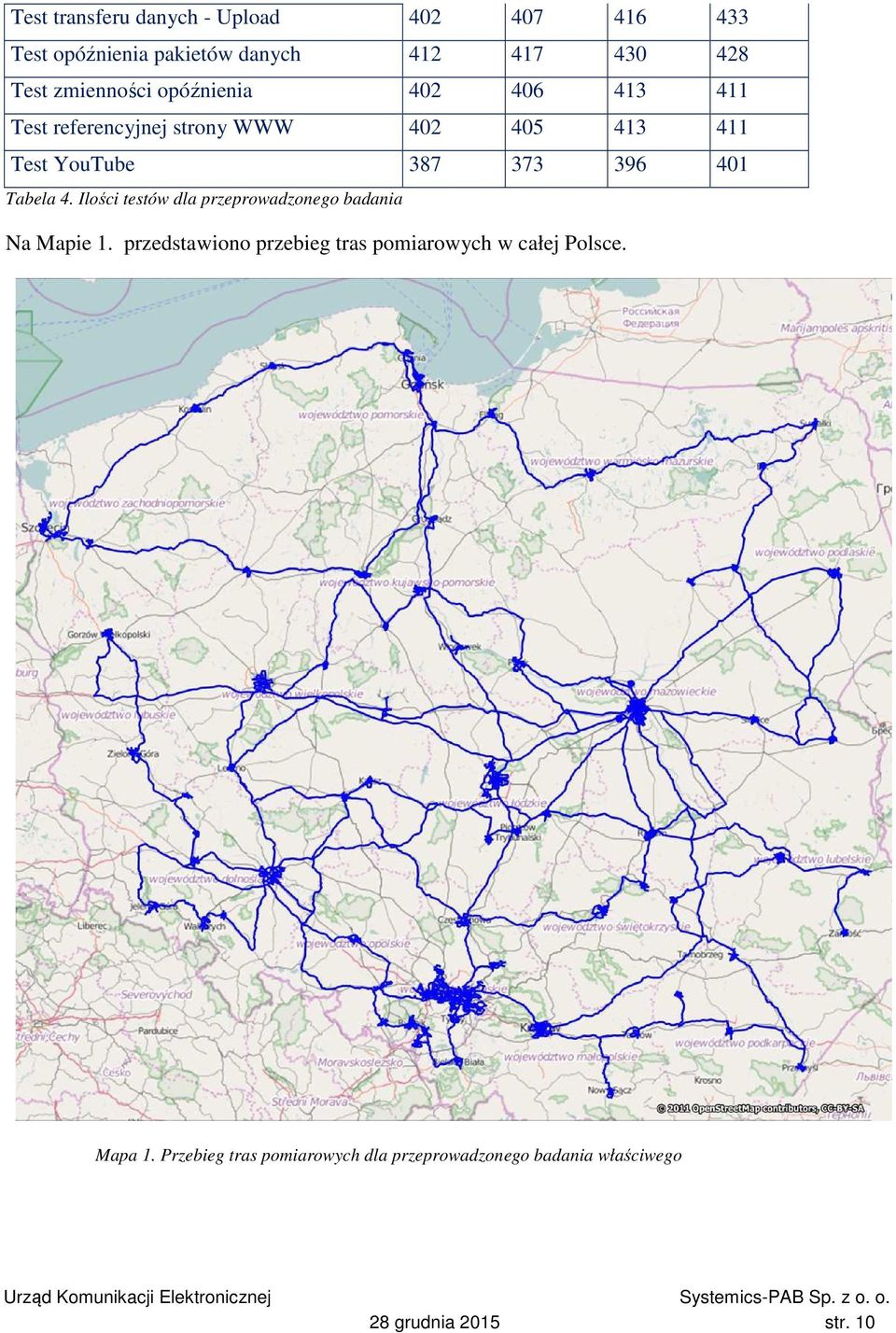 396 401 Tabela 4. Ilości testów dla przeprowadzonego badania Na Mapie 1.