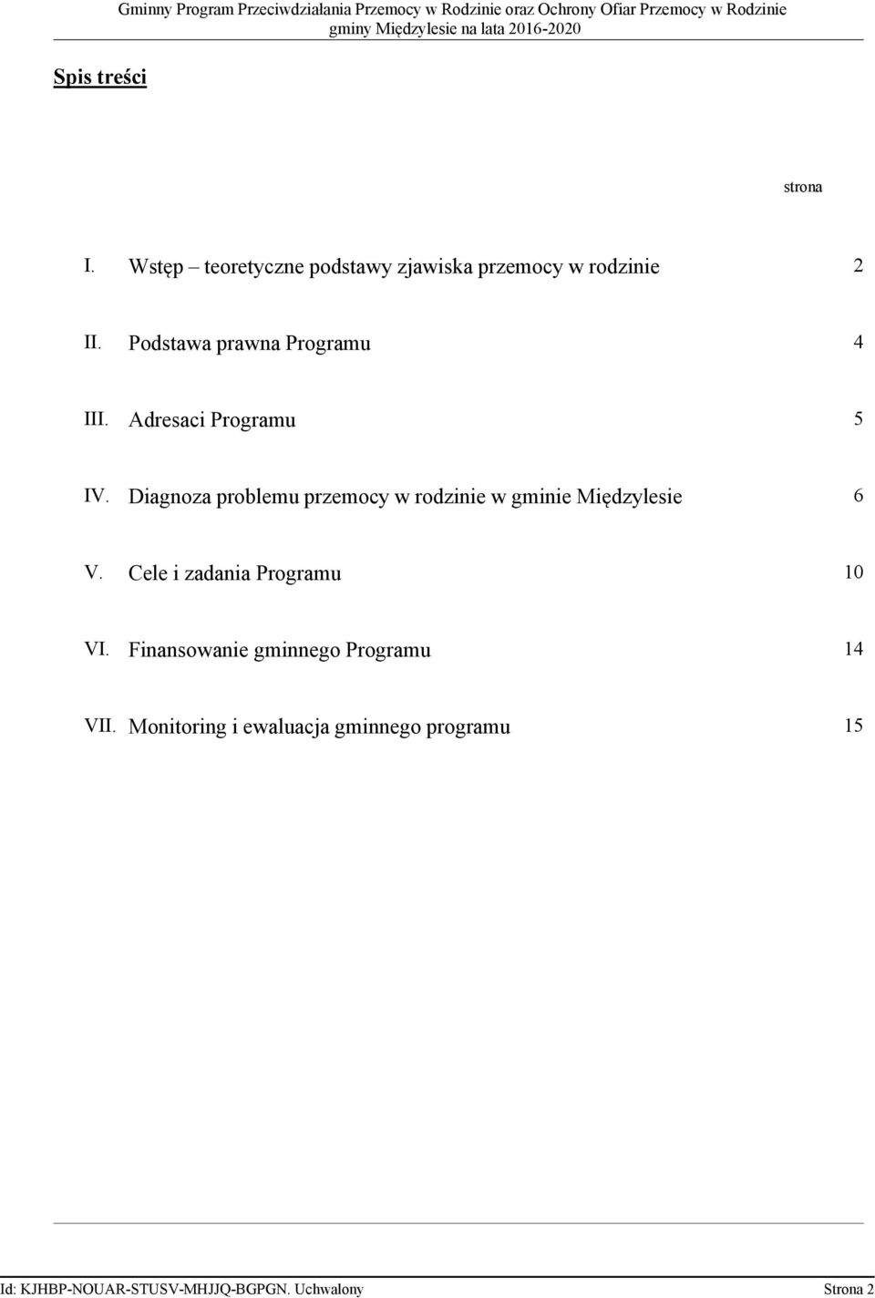 Adresaci Programu 5 IV. Diagnoza problemu przemocy w rodzinie w gminie Międzylesie 6 V.