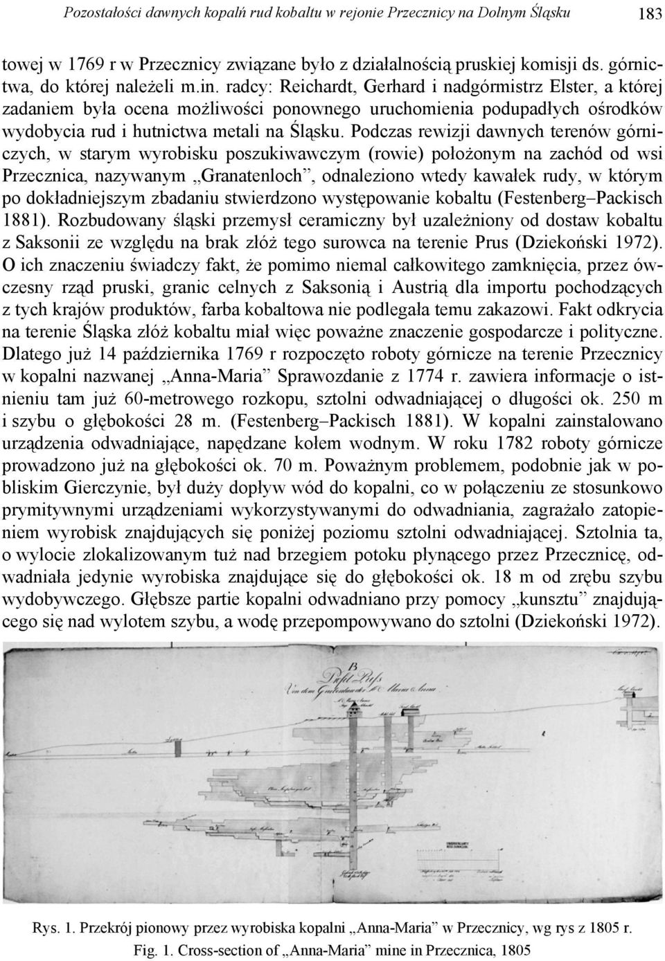 Podczas rewizji dawnych terenów górniczych, w starym wyrobisku poszukiwawczym (rowie) położonym na zachód od wsi Przecznica, nazywanym Granatenloch, odnaleziono wtedy kawałek rudy, w którym po